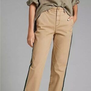 Anthropologie Pilcro The Easton Chino Pant Khaki Green Stripe Pockets Sz 29